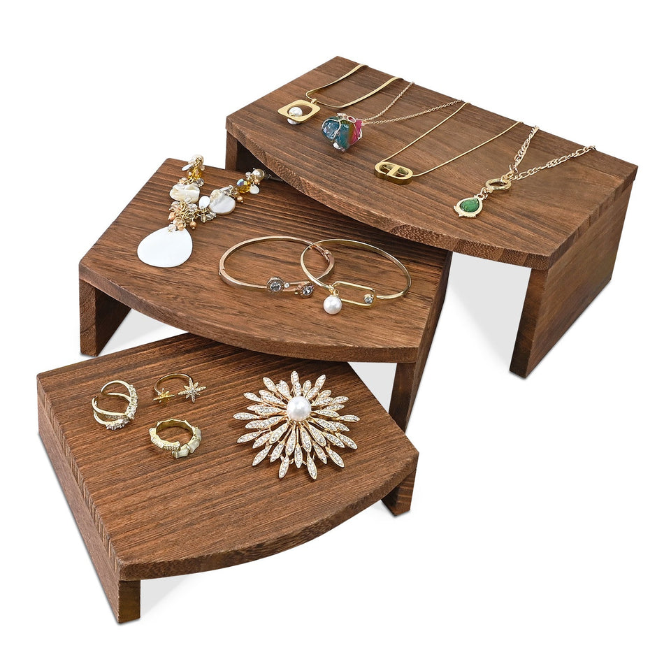 Wooden Jewelry Display Risers - Multi-Function Retail Stands for Rings, Watches, Necklaces, Bracelets, and More