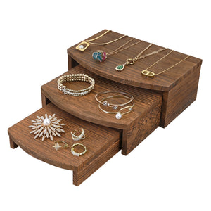 Wooden Jewelry Display Risers - Multi-Function Retail Stands for Rings, Watches, Necklaces, Bracelets, and More