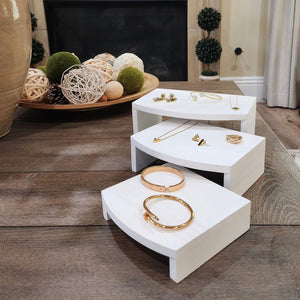 Wooden Jewelry Display Risers - Multi-Function Retail Stands for Rings, Watches, Necklaces, Bracelets, and More