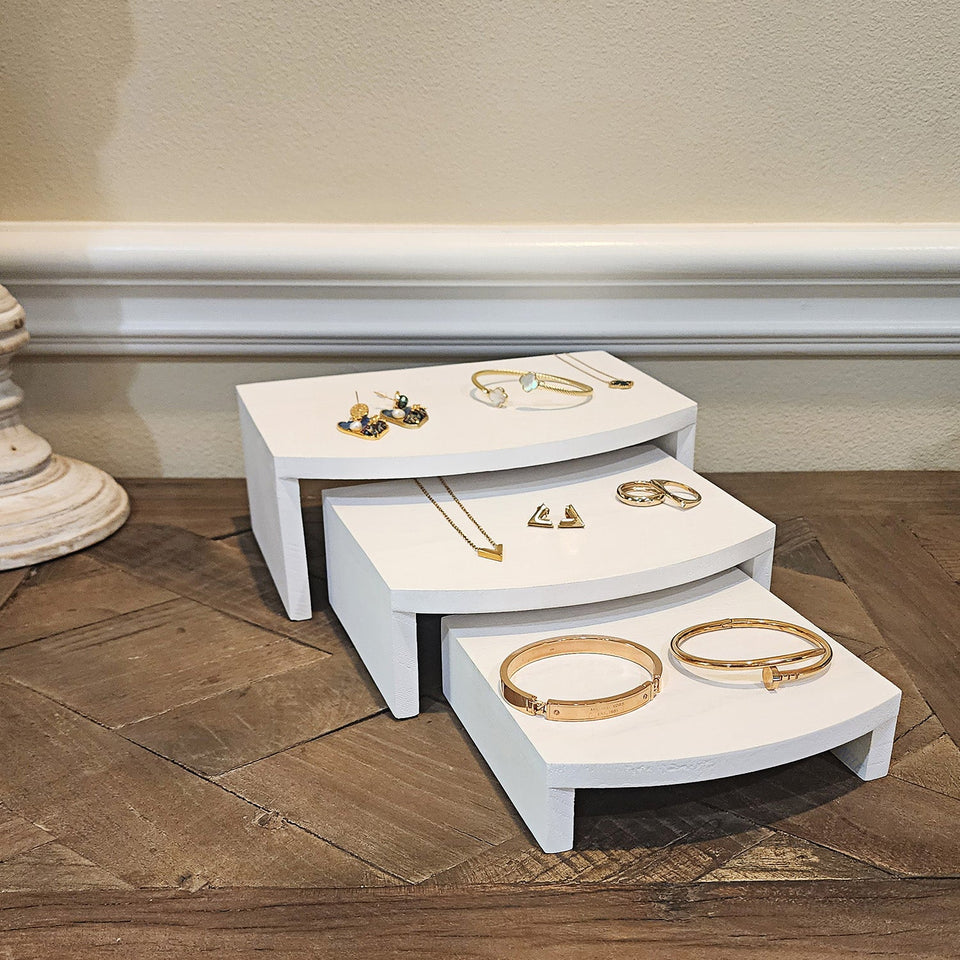 Wooden Jewelry Display Risers - Multi-Function Retail Stands for Rings, Watches, Necklaces, Bracelets, and More